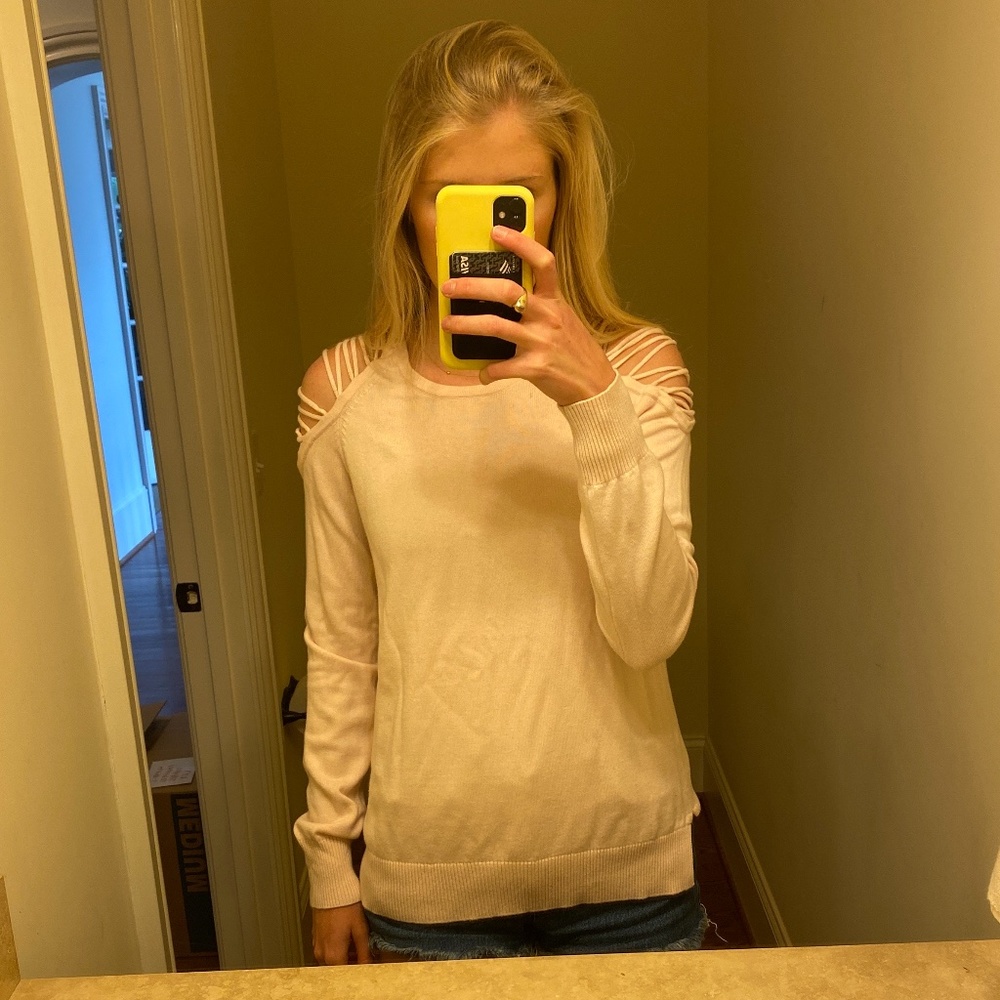 Baby pink Central Park West Cold Shoulder Sweater